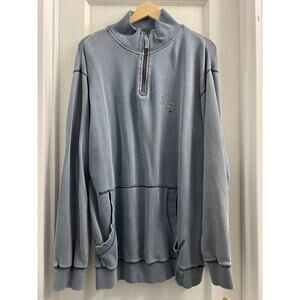 Cuffy’s Ocean Wash Quarter Zip Pullover Cotton Sweatshirt, Light Blue size Large